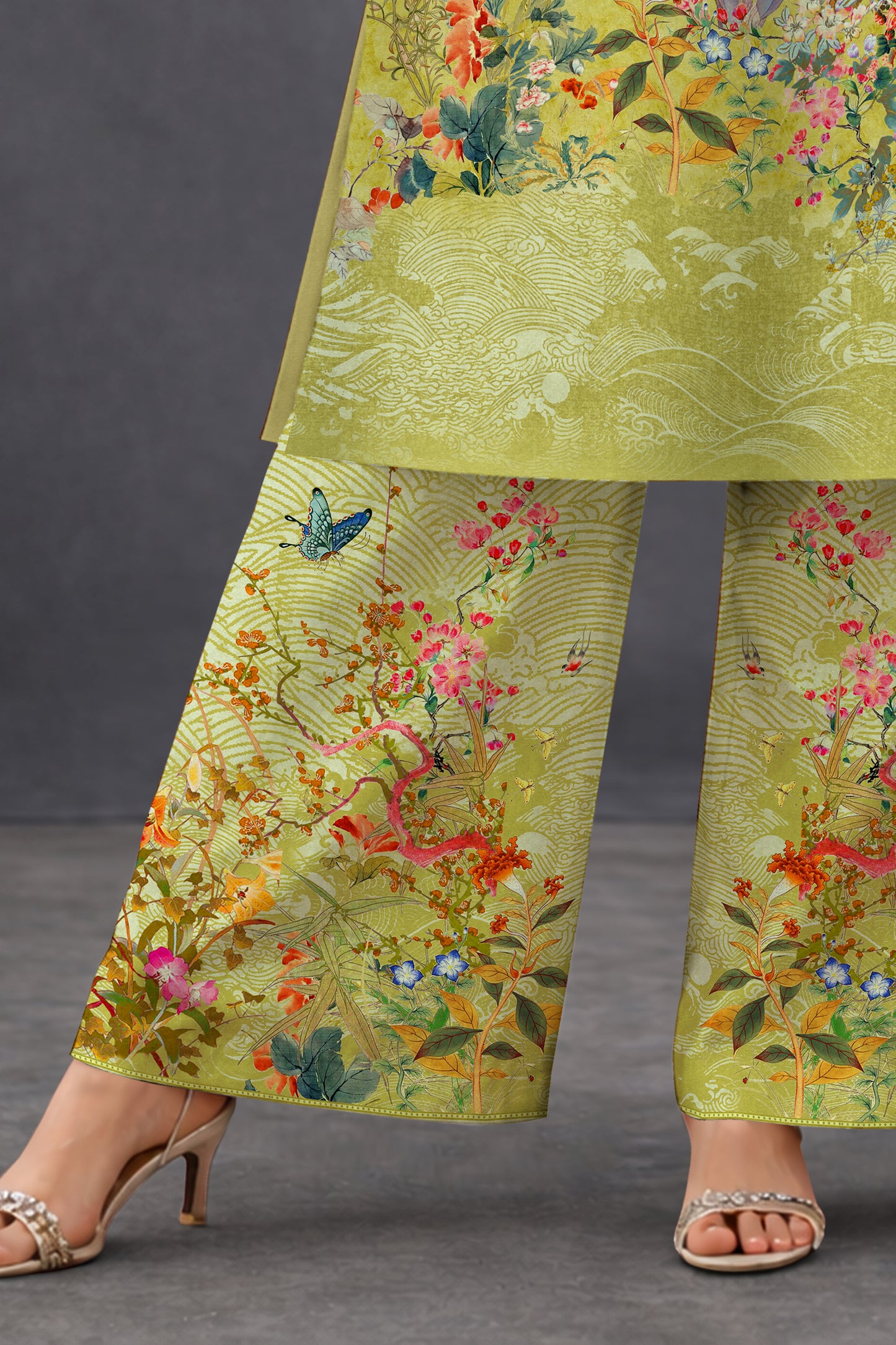 Aavya Lime Green Kurta Palazzo with Dupatta