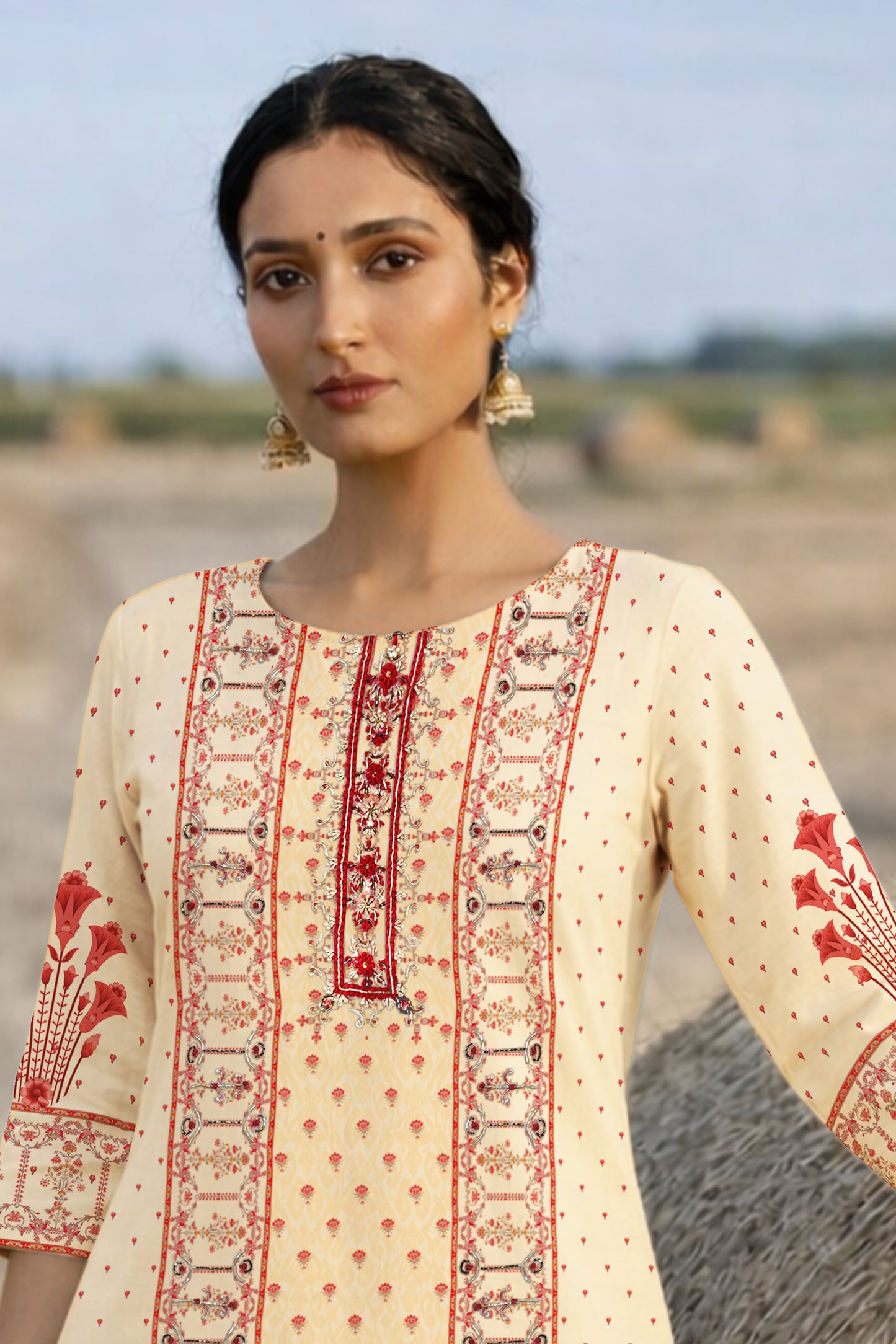 Diya Traditional Beige Kurta Set