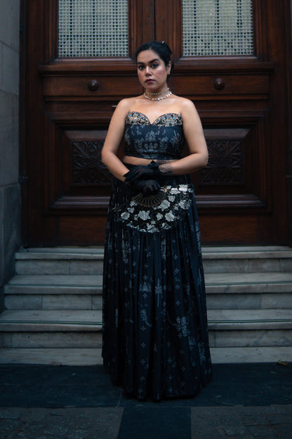 Ziya Charcoal Black Skirt & Bustier