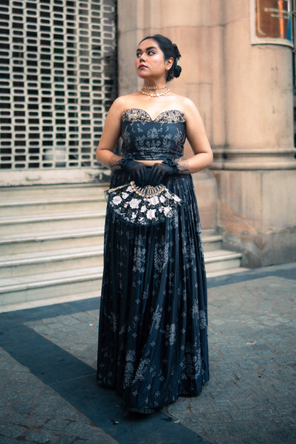 Ziya Charcoal Black Skirt & Bustier