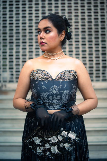 Ziya Charcoal Black Skirt & Bustier
