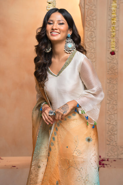 Saanjh Flared Top Plazzo Set with Bandhani Dupatta