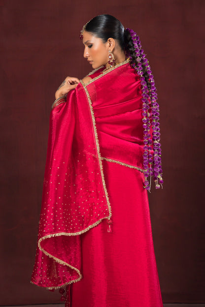 Noor Cherry Red Three Piece Set