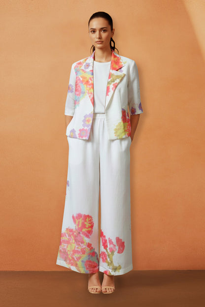 Spring Flora White Printed Co-Ord Set