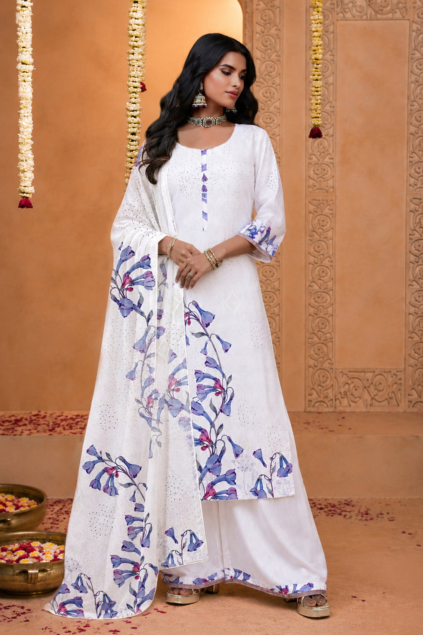 Myra White Contemporary Palazzo Set