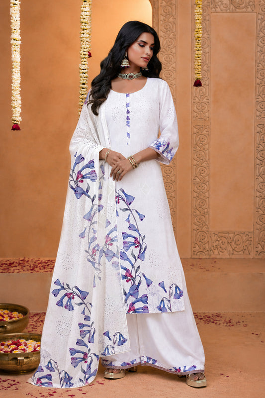 Myra White Contemporary Palazzo Set