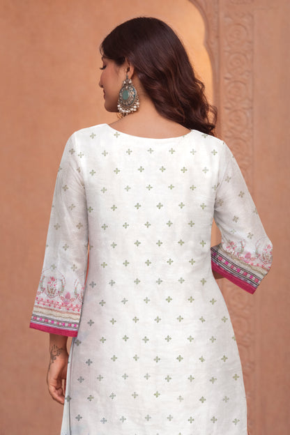 Tara Blush Ombre Satin Organza Silk Kurta Palazzo Set