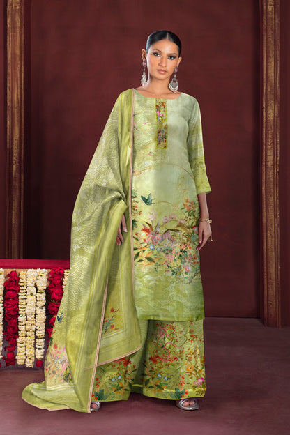 Aavya Lime Green Kurta Palazzo with Dupatta
