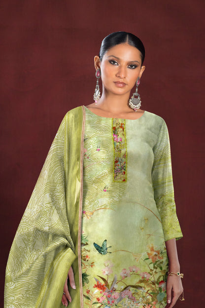 Aavya Lime Green Kurta Palazzo with Dupatta