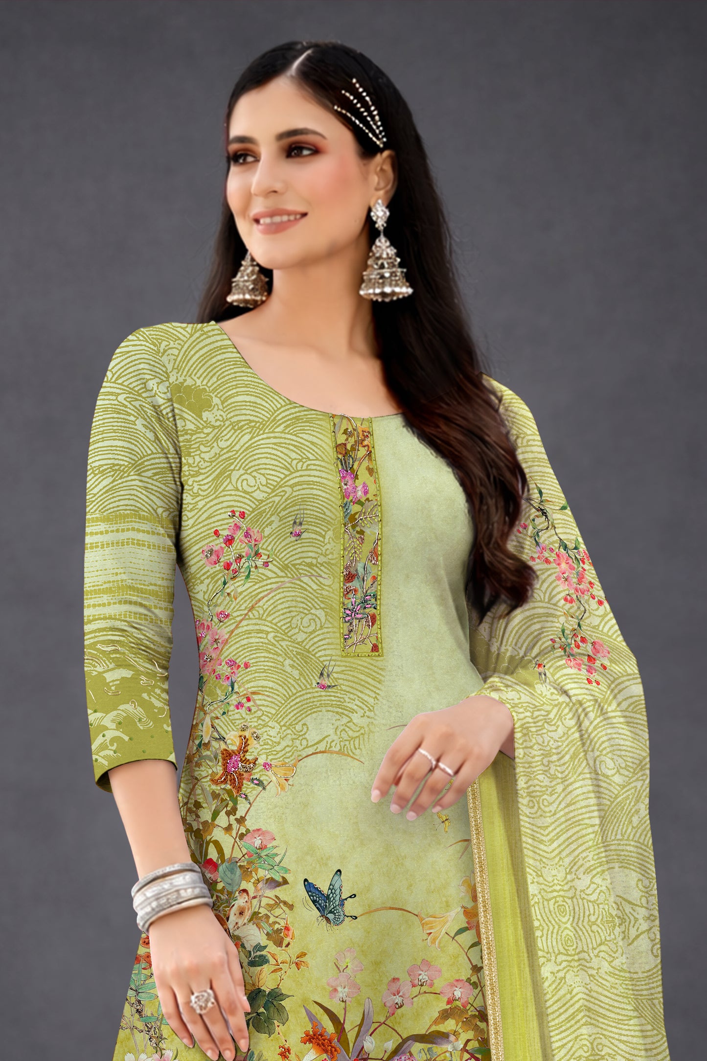 Aavya Lime Green Kurta Palazzo with Dupatta
