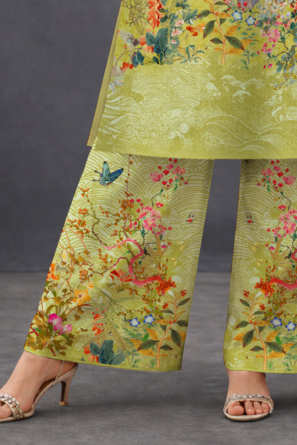 Aavya Lime Green Kurta Palazzo with Dupatta