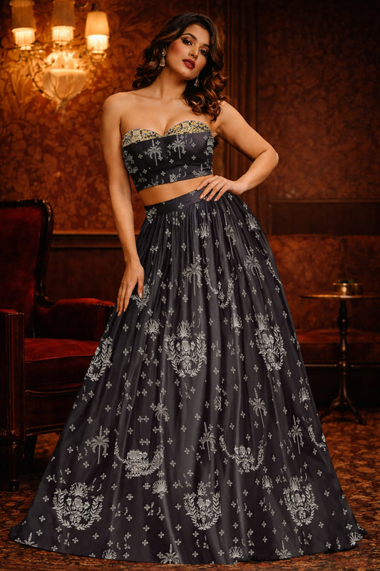 Ziya Charcoal Black Skirt & Bustier