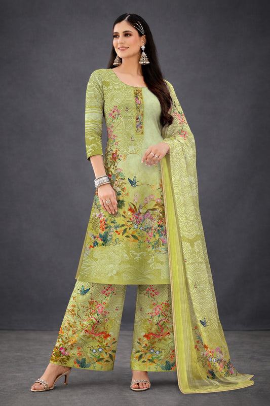 Aavya Lime Green Kurta Palazzo with Dupatta