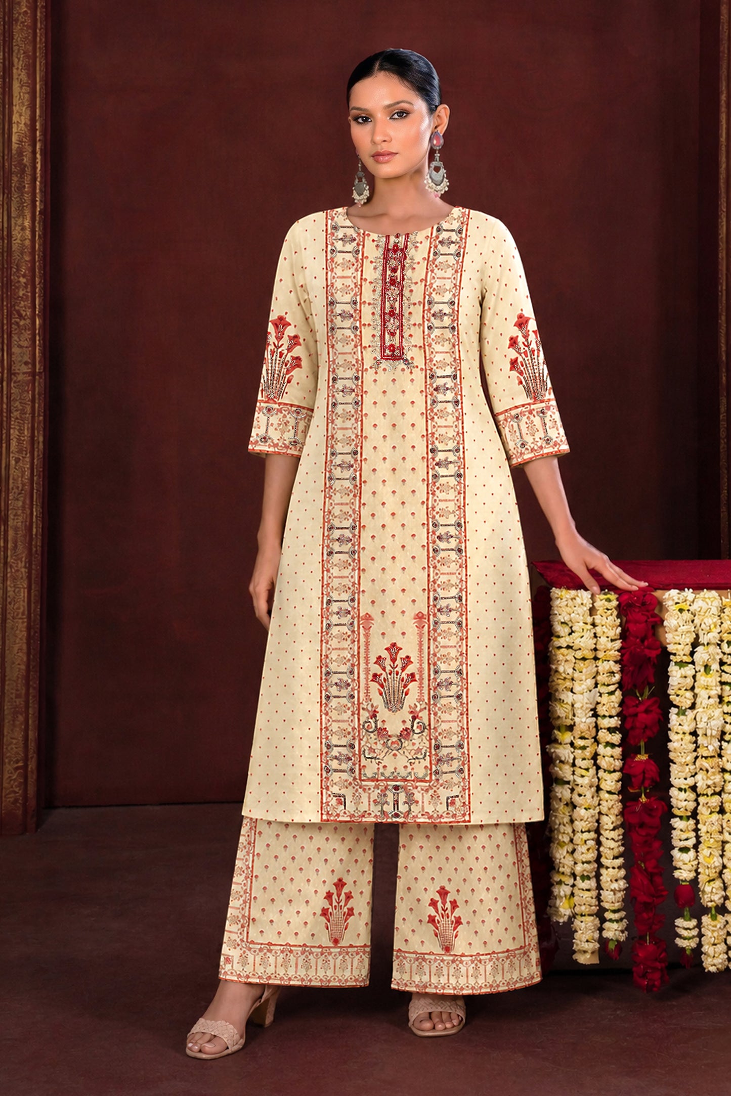 Diya Traditional Beige Kurta Set