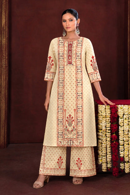 Diya Traditional Beige Kurta Set