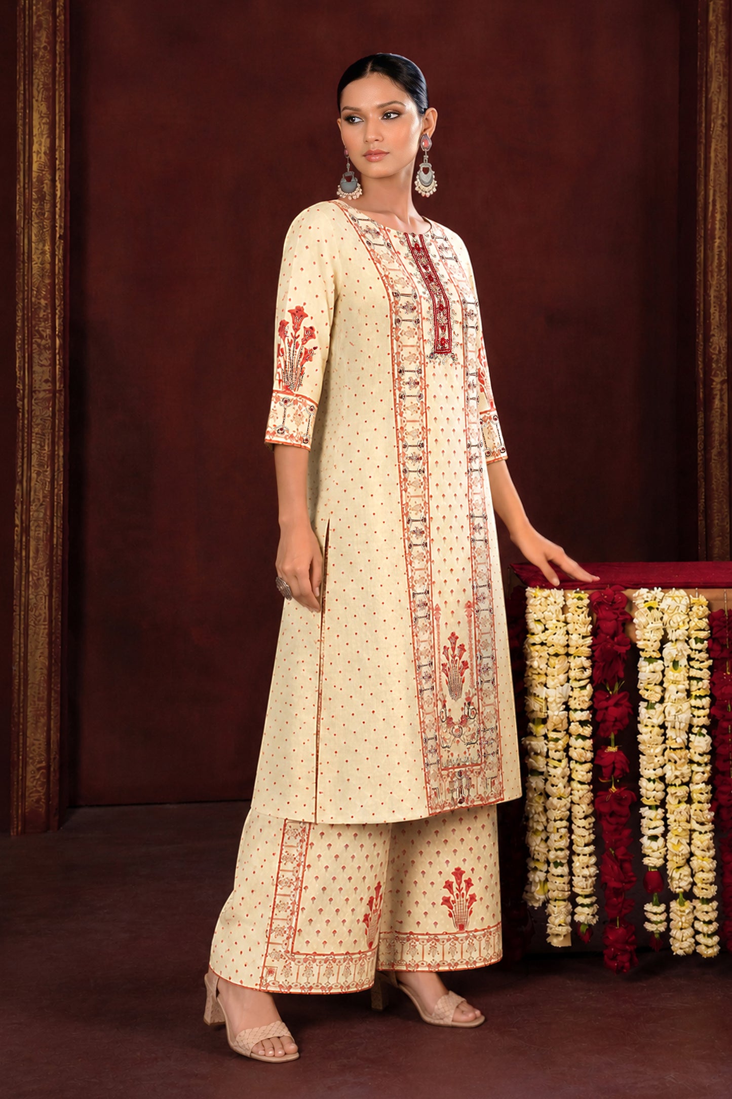Diya Traditional Beige Kurta Set