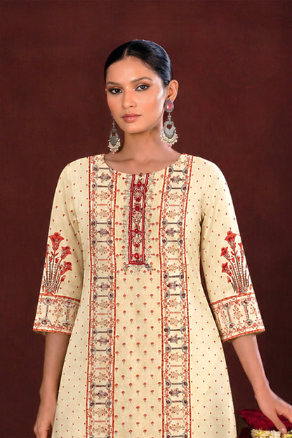 Diya Traditional Beige Kurta Set