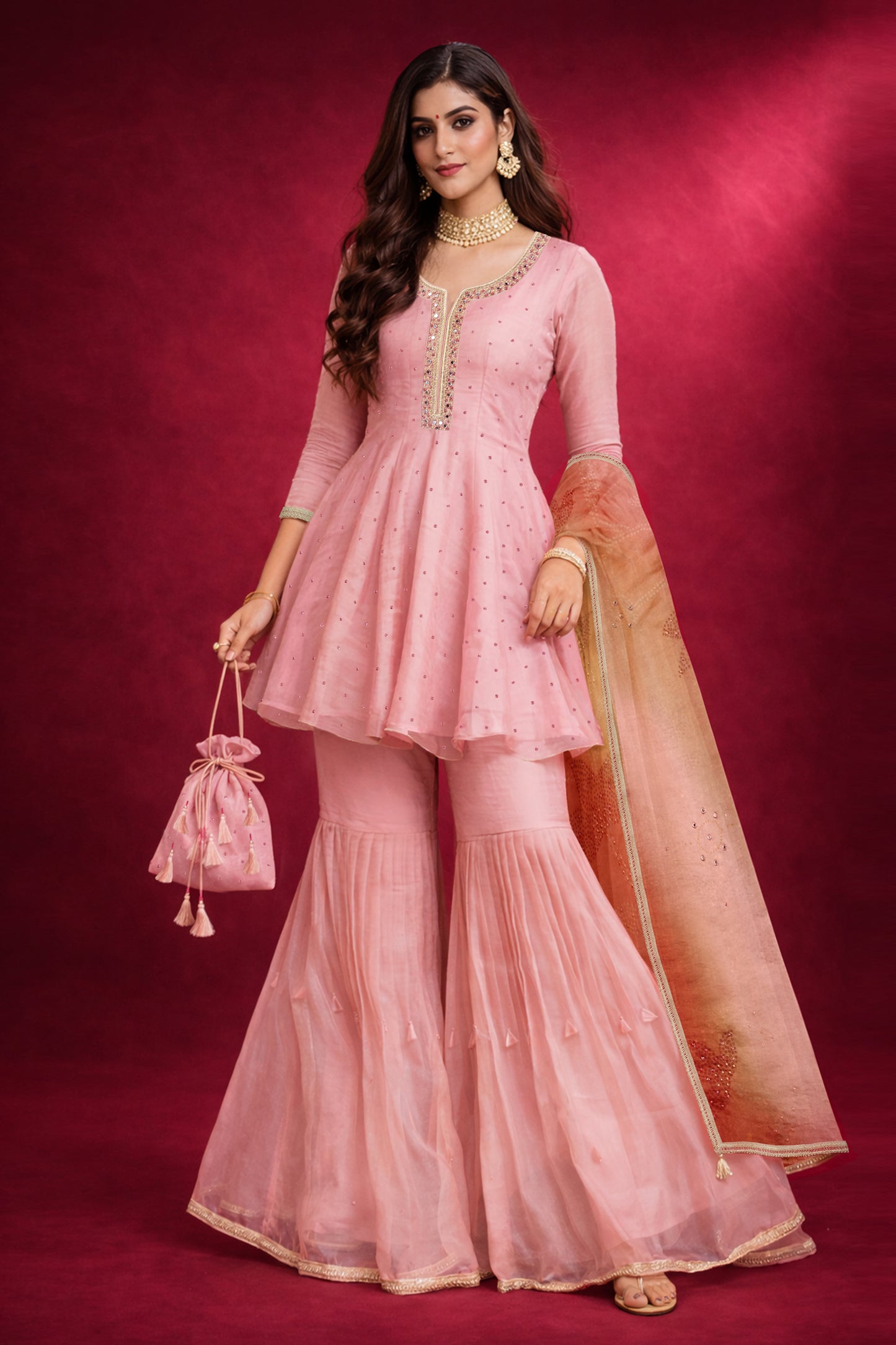 Meher Blush Pink Sharara Set