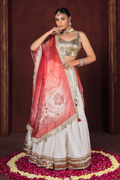 Pearl Noor Gotta Satin Silk Lehenga
