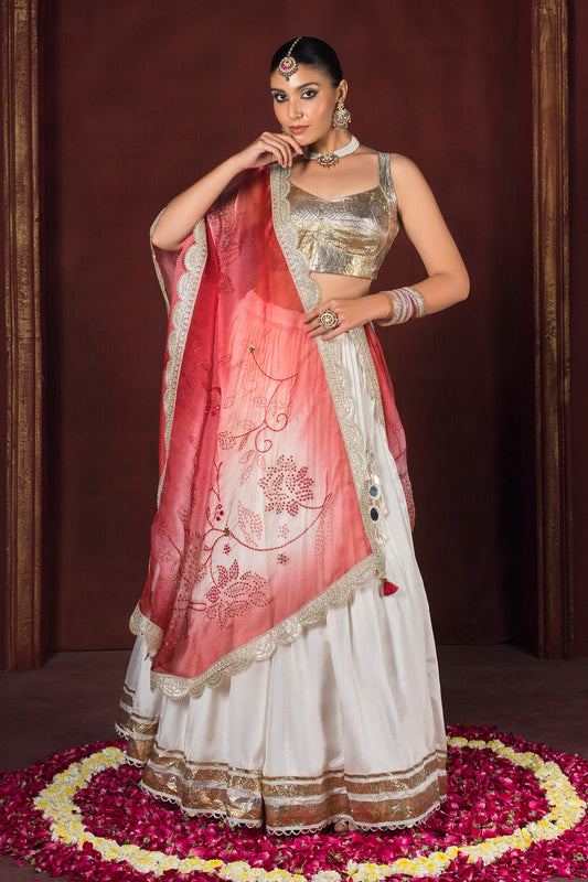Pearl Noor Gotta Satin Silk Lehenga