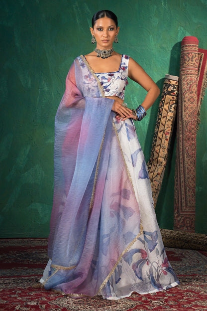 Moonlight Bloom Silk Organza Lehenga