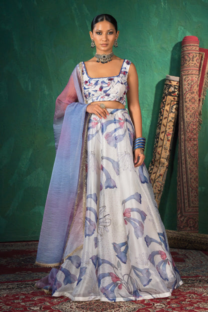 Moonlight Bloom Silk Organza Lehenga