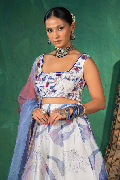 Moonlight Bloom Silk Organza Lehenga