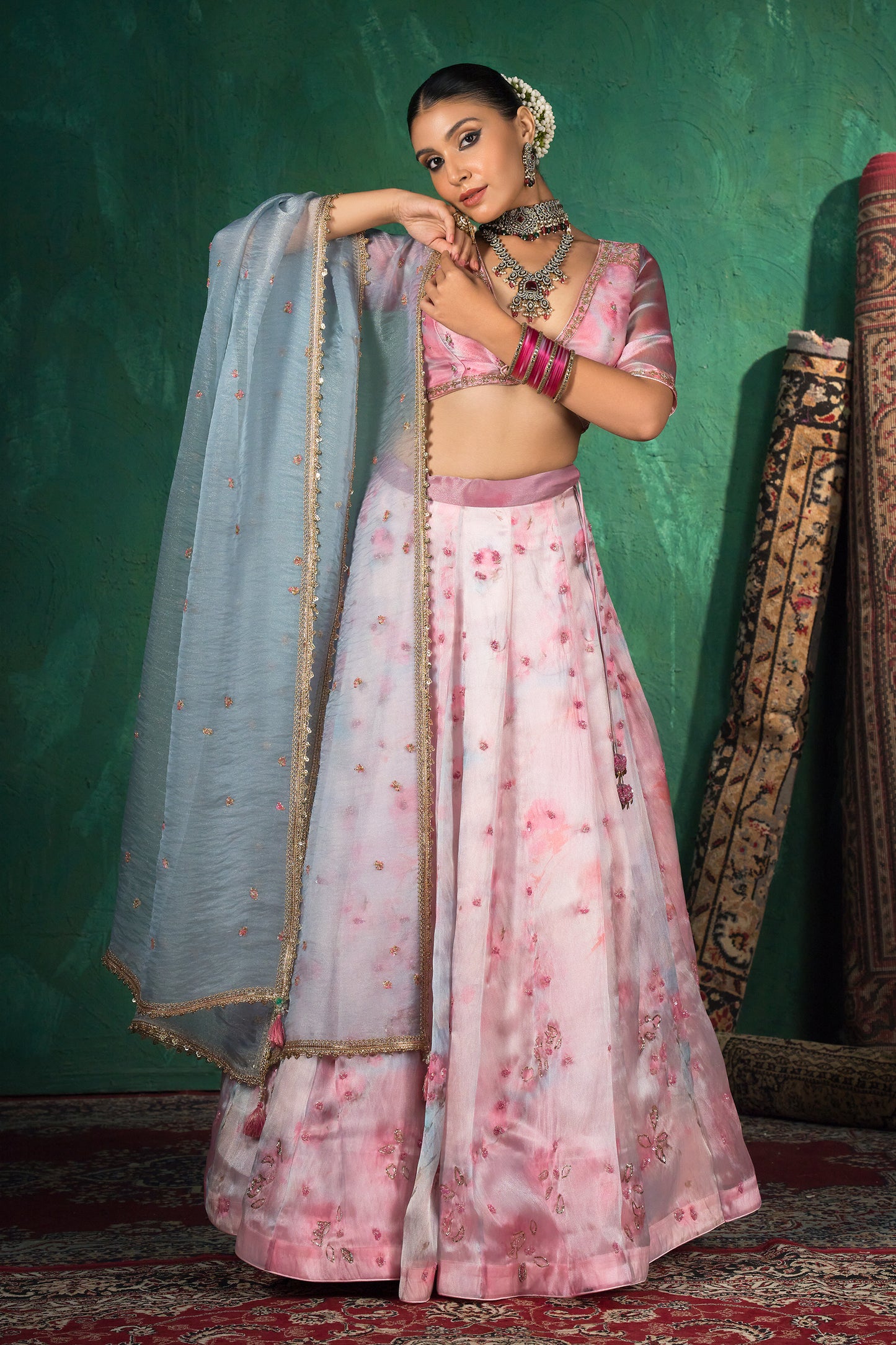 Pastel Blush Abstract Lehenga