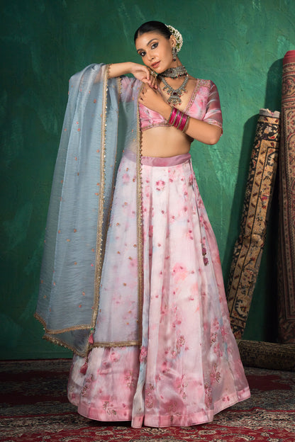 Pastel Blush Abstract Lehenga