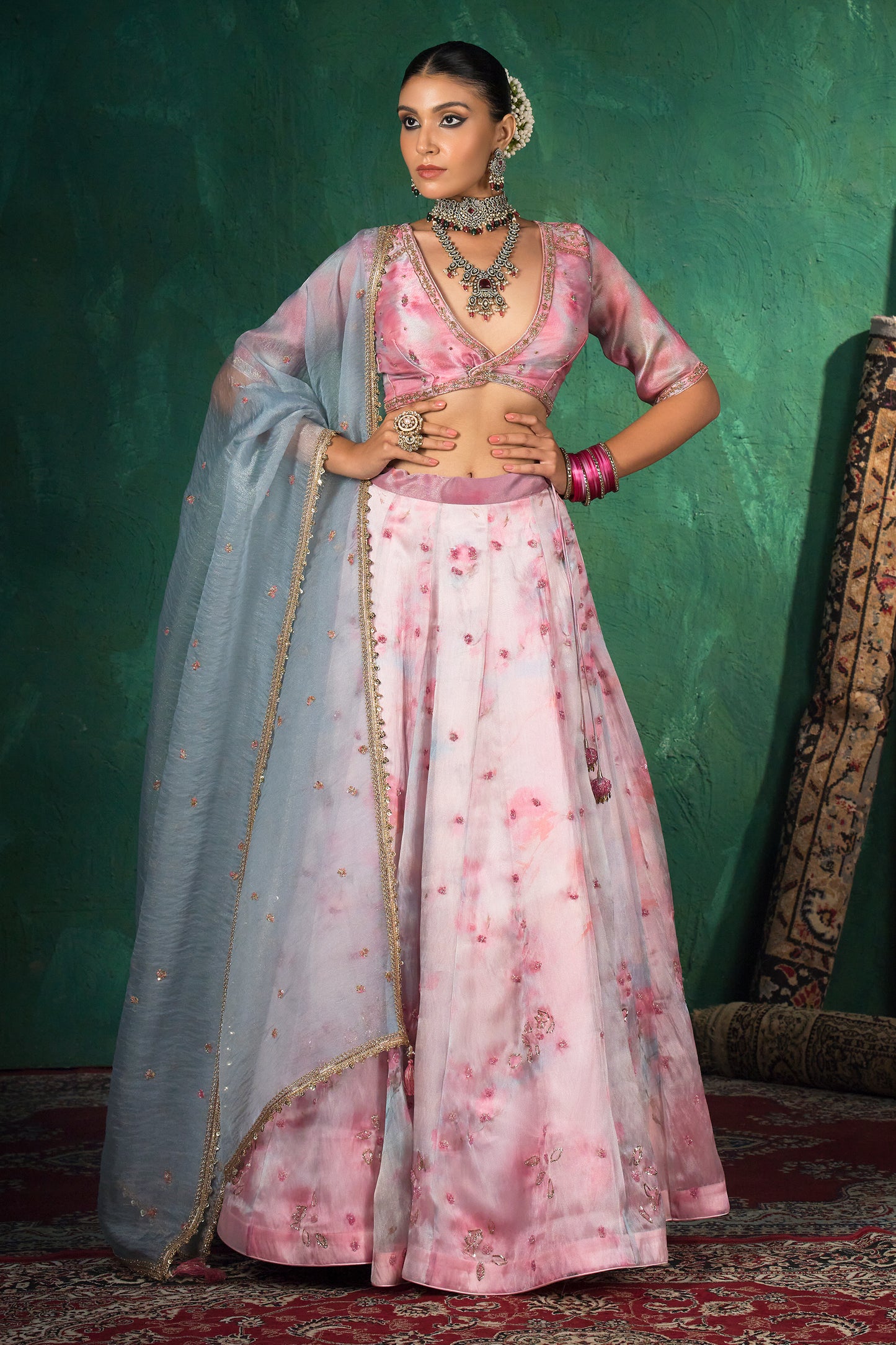 Pastel Blush Abstract Lehenga