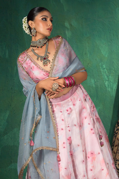 Pastel Blush Abstract Lehenga