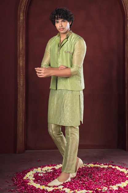 Olive Green Kurta Set with Jacket