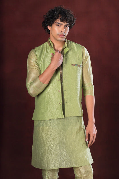 Olive Green Kurta Set with Jacket