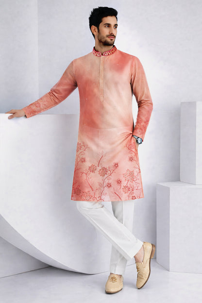 Aarav Blush Ombre Embroidered Kurta Set