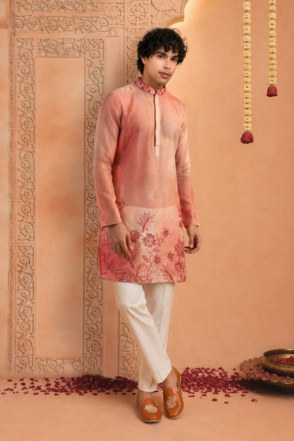 Aarav Blush Ombre Embroidered Kurta Set