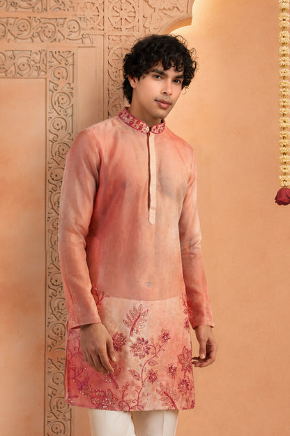 Aarav Blush Ombre Embroidered Kurta Set