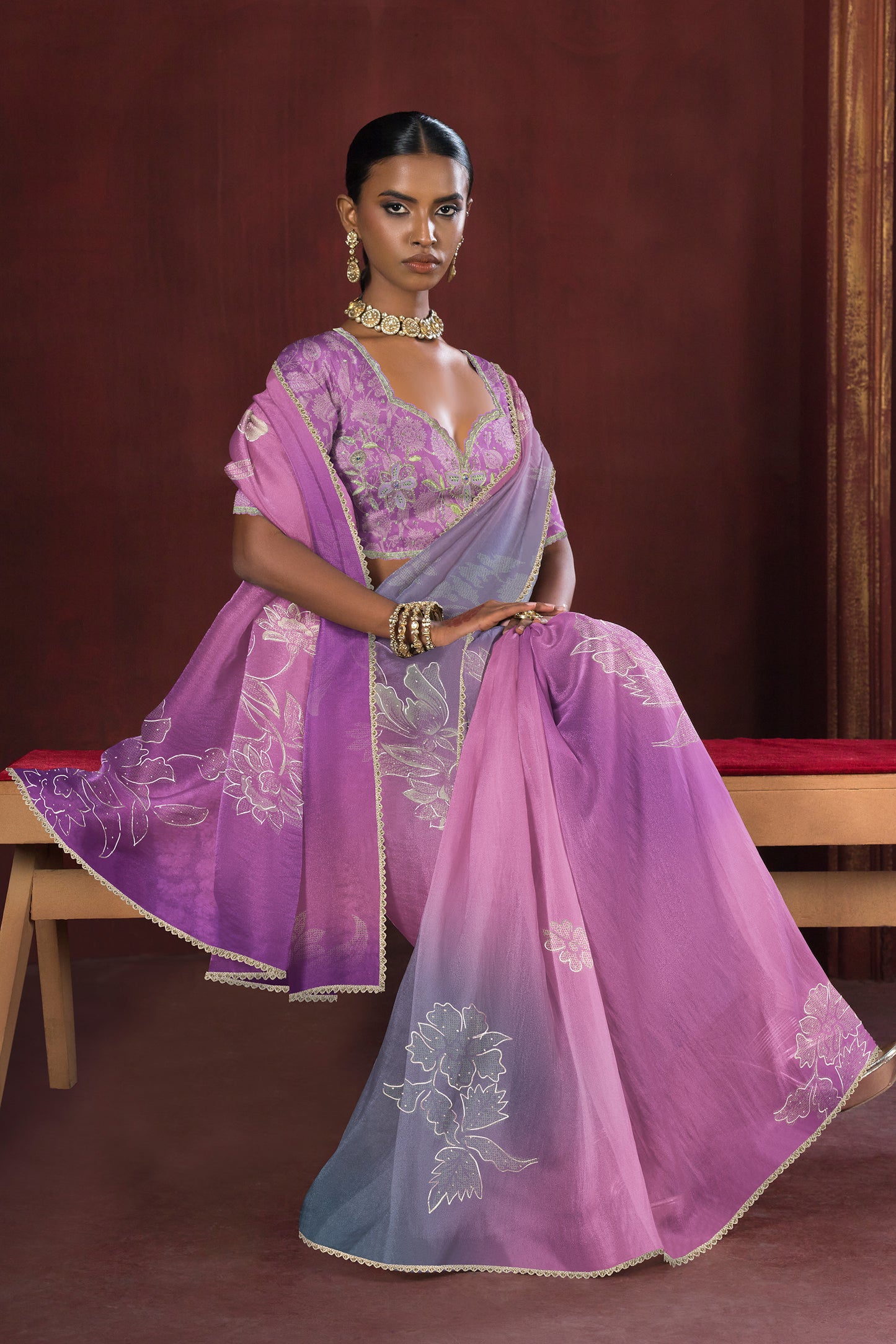 Saachi Subtle Floral Motif Print Saree