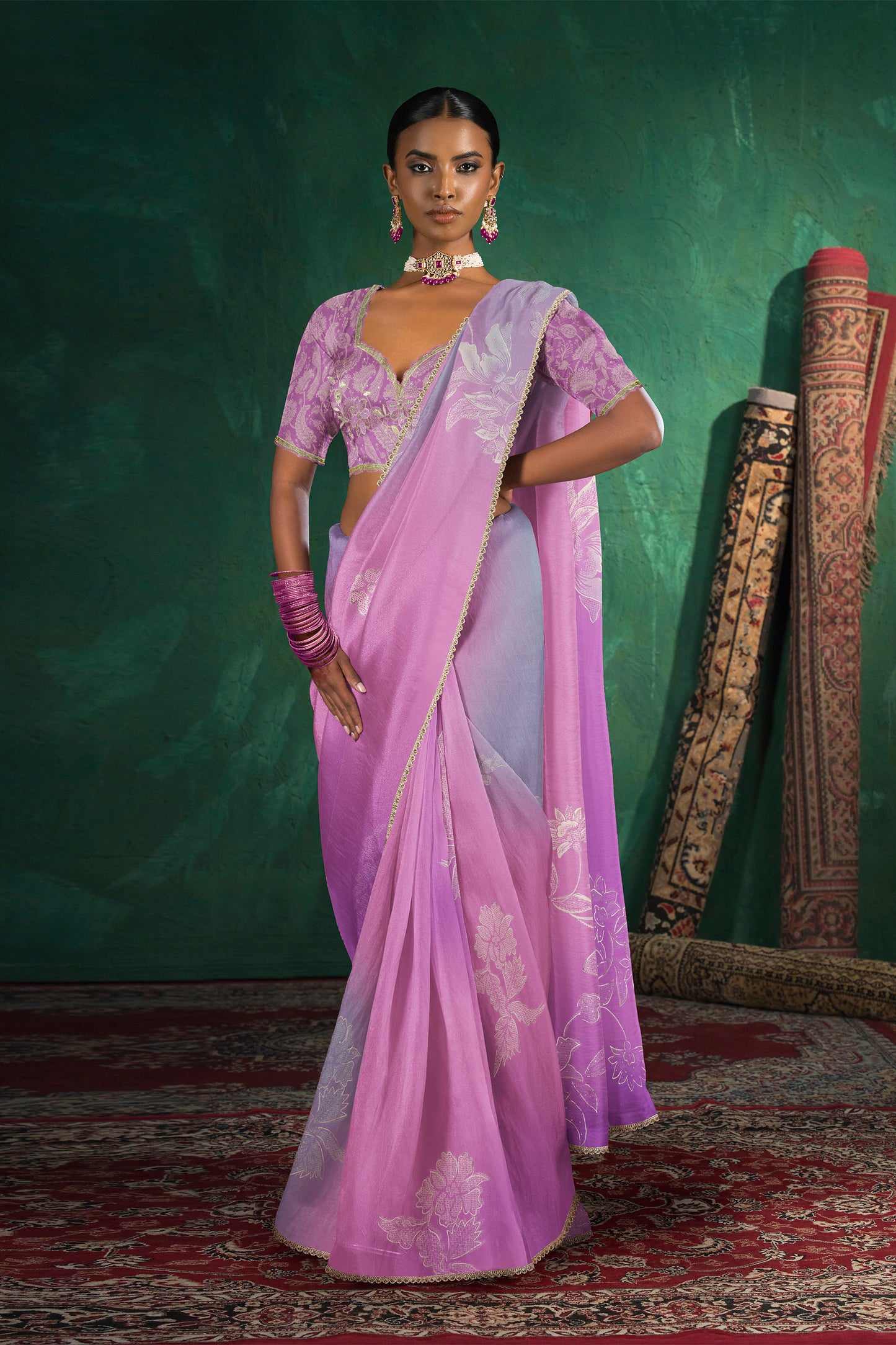 Saachi Subtle Floral Motif Print Saree