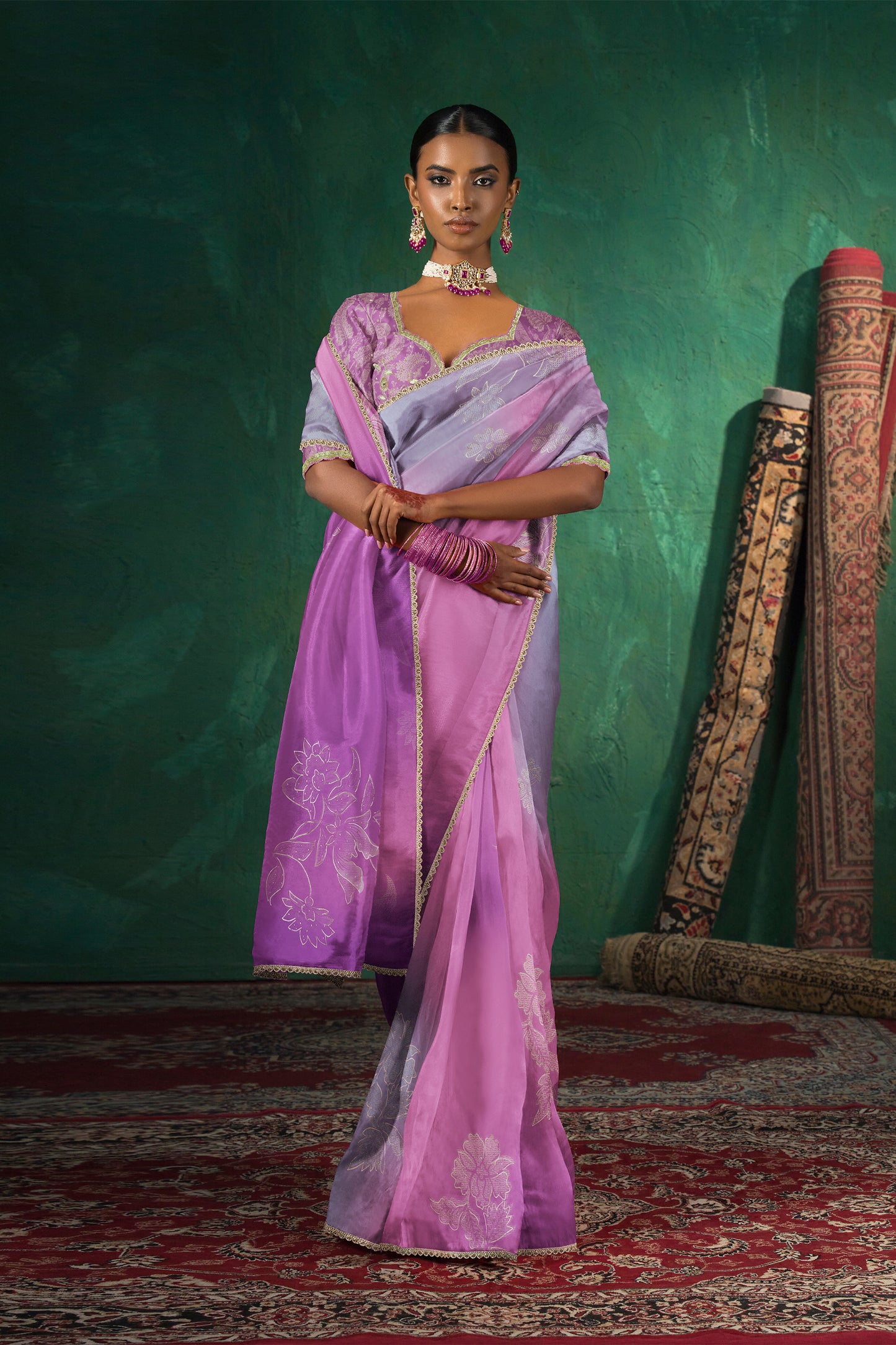 Saachi Subtle Floral Motif Print Saree