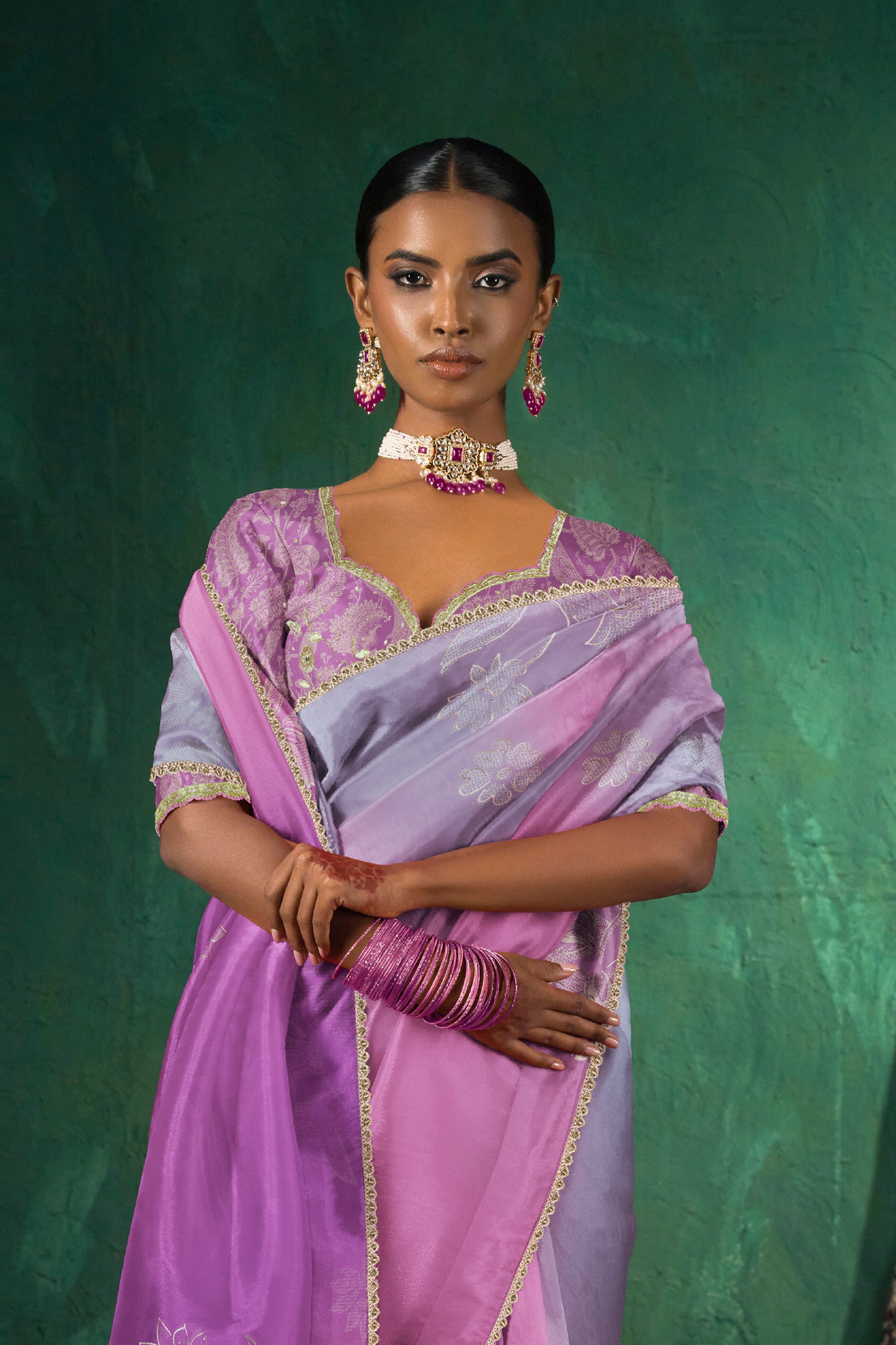 Saachi Subtle Floral Motif Print Saree