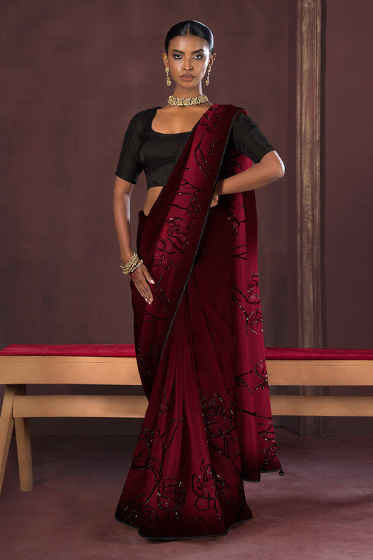 Noir Ruby Embellished Saree