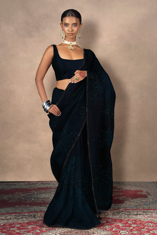 Prussian blue Elegance Saree