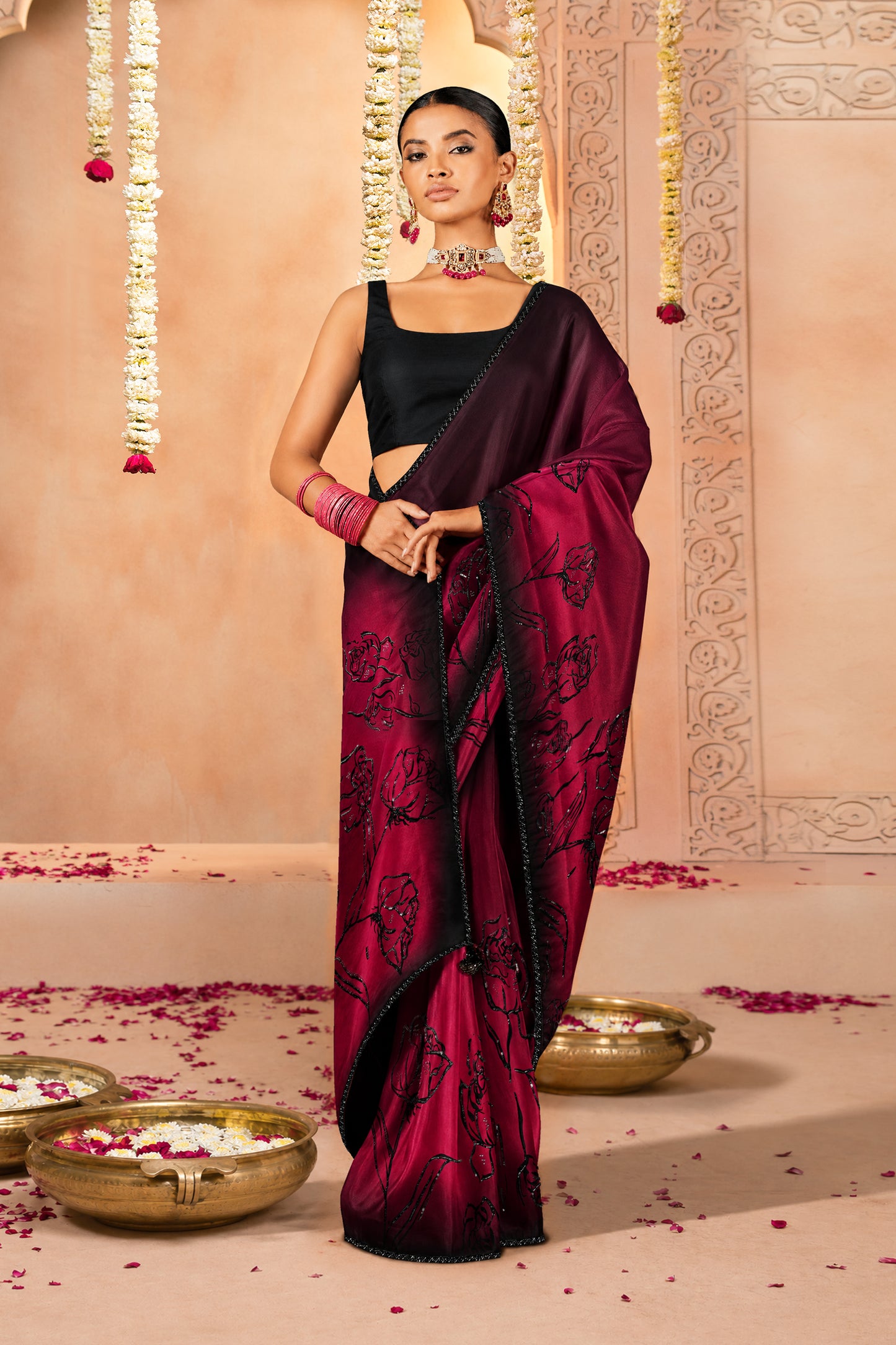 Noir Ruby Embellished Saree
