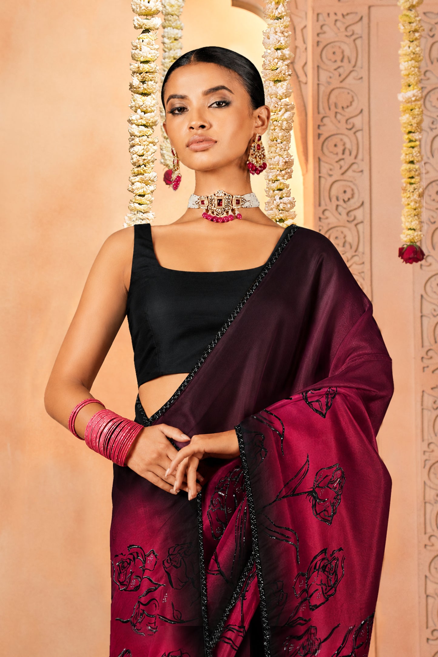Noir Ruby Embellished Saree