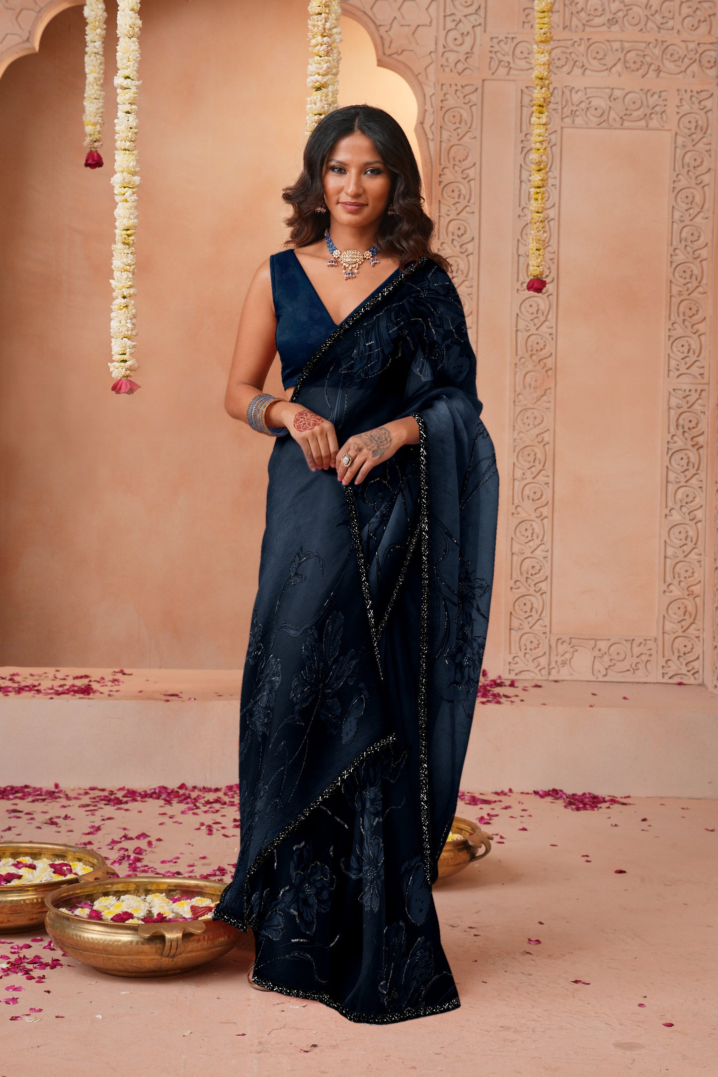 Prussian blue Elegance Saree