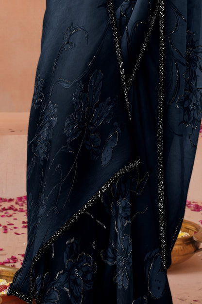 Prussian blue Elegance Saree