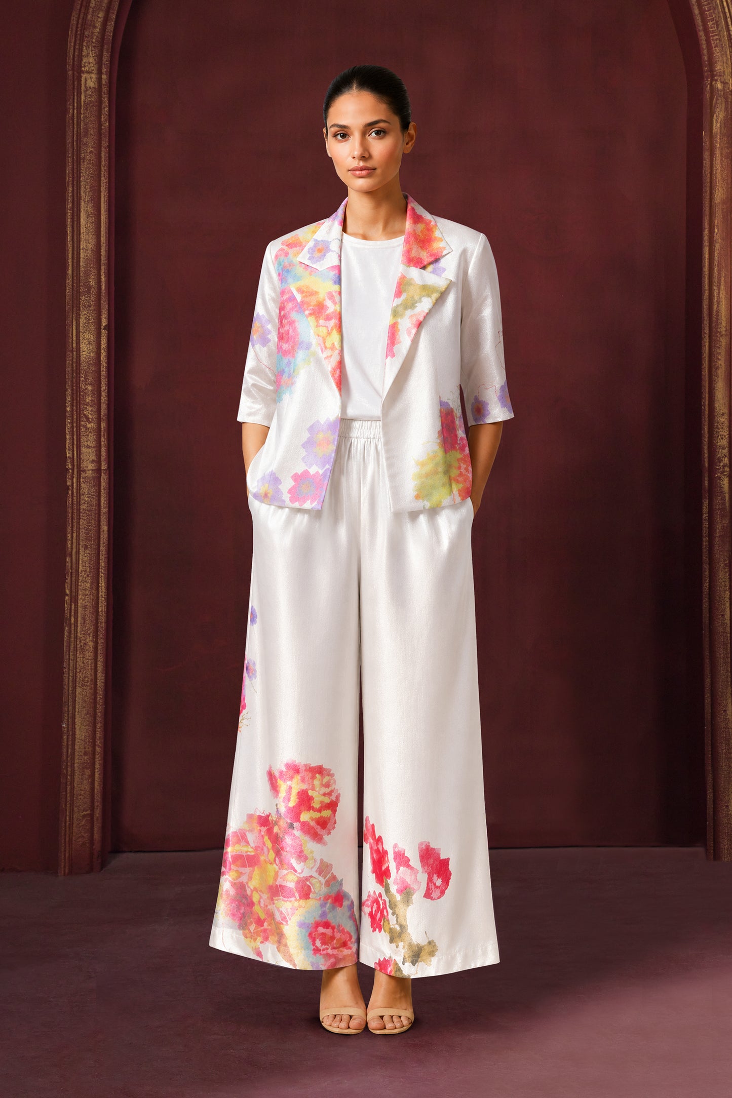 Spring Flora White Printed Co-Ord Set