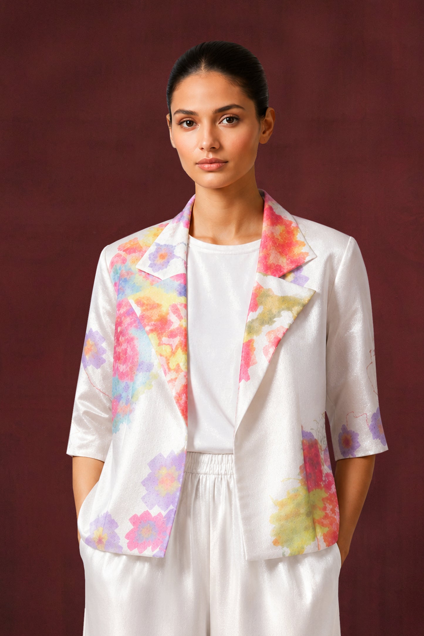 Spring Flora White Printed Co-Ord Set