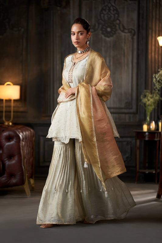 Meher Champagne Beige Sharara Set