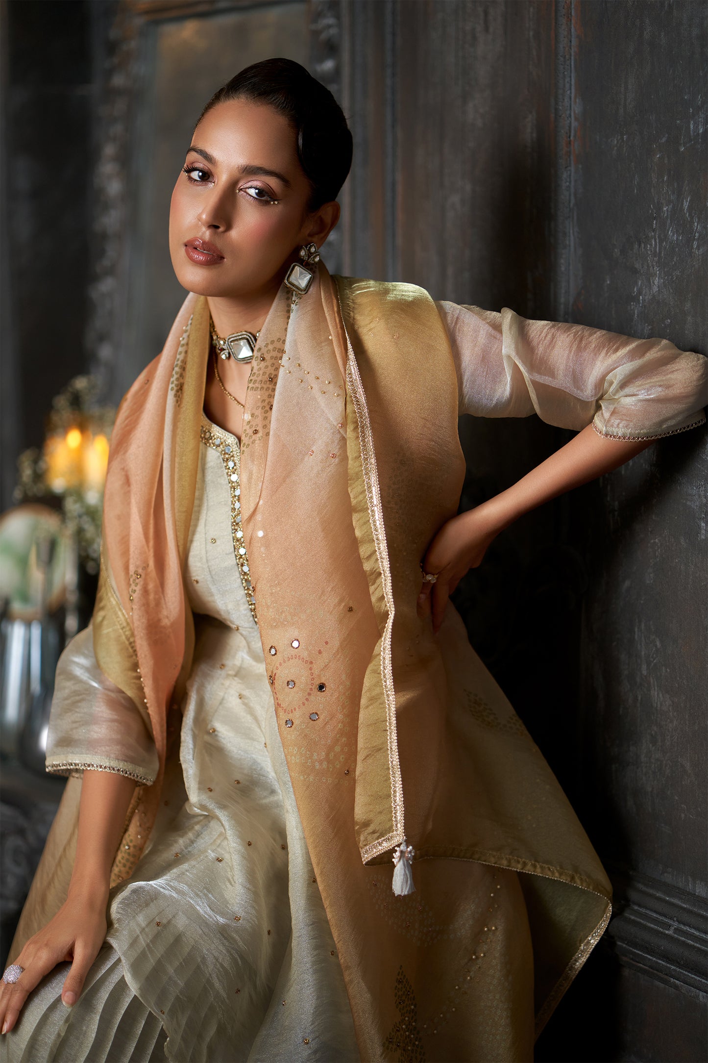 Meher Champagne Beige Sharara Set